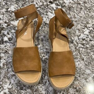 Soda Brown Ankle-Strap Espadrille Wedges